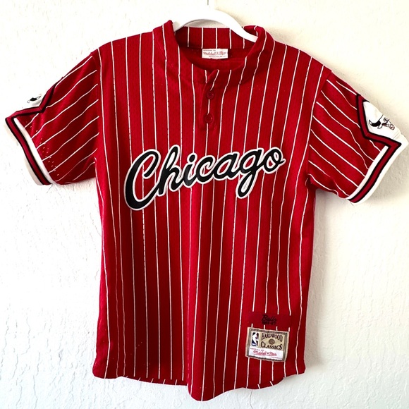 Mitchell & Ness Chicago Bulls Baseball Style Pinstripe Jersey Men's Small - Picture 12 of 12